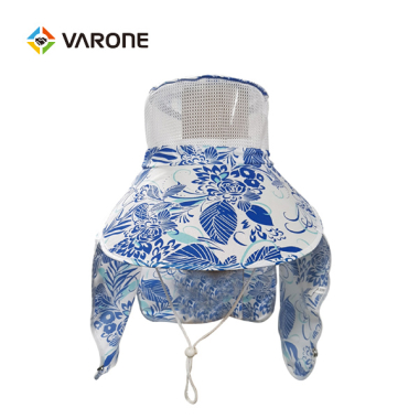 농사모자 (파란색꽃무늬)